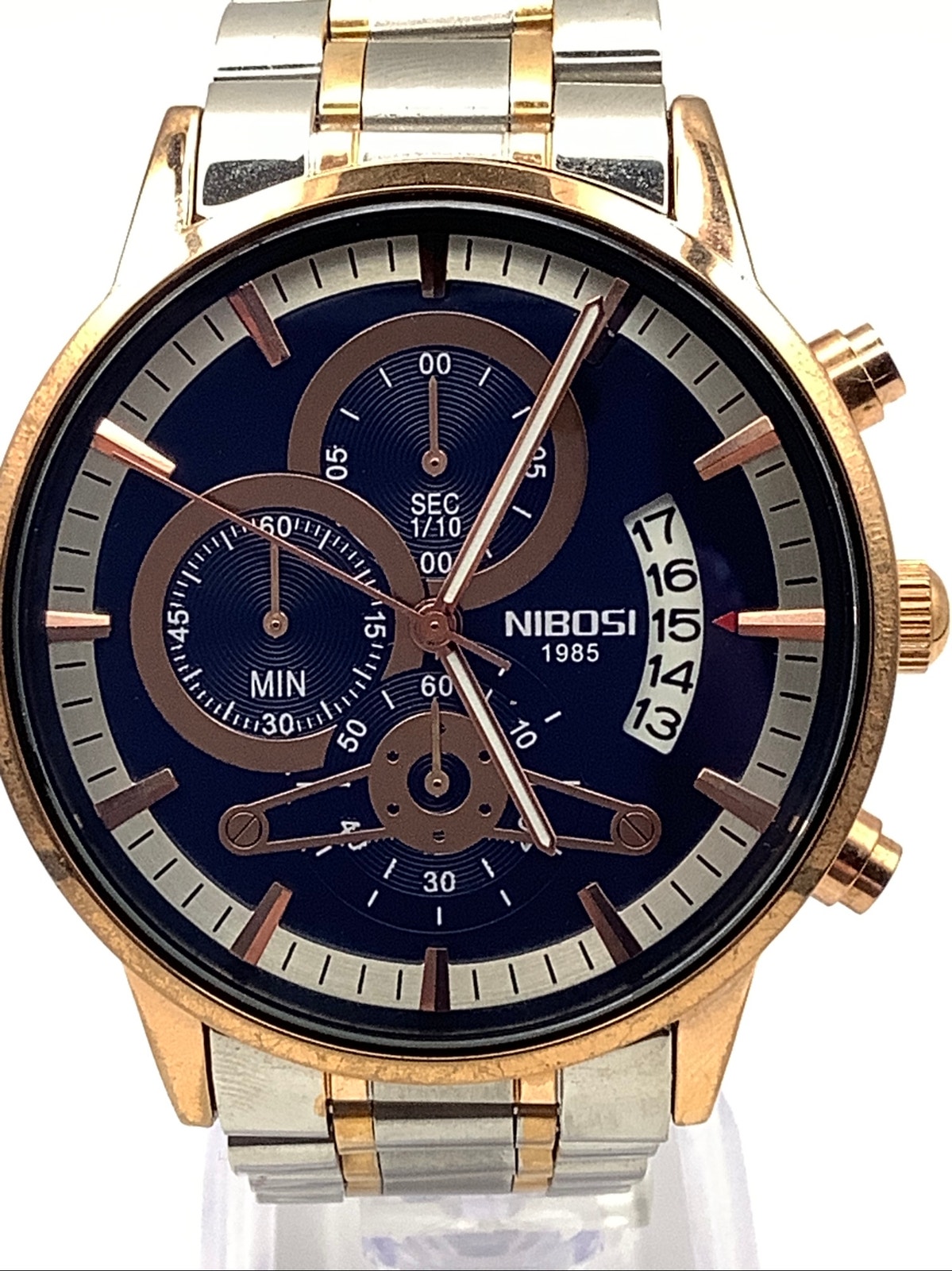 Nibosi Ni2309 Mens TwoTone Chronograph Blue Dial Watch